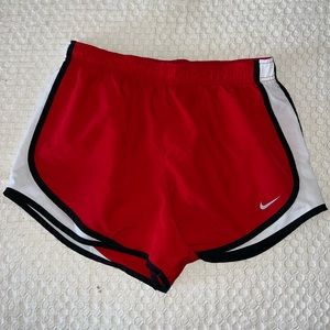 Red athletic shorts